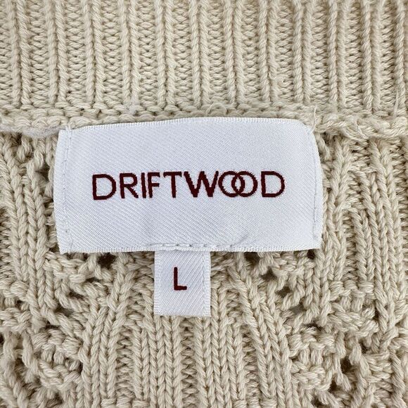 Driftwood Nancy Cardigan Sweater Women L Cream Cotton V Neck Balloon Sleeve Boho - Picture 10 of 16